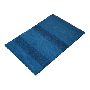 Tapis moderne en laine bleue tufté à la main, à poils ras, motif rayé 3D, pour salon, chambre et décoration d'hôtel - Product Image 3