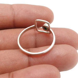 Unique Square Cut Open <b>925</b> Sterling <b>Silver</b> <b>Rings</b> Comes With Round Cut Green Onyx Gemstone Handmade Bohemian Jewelry For Women - Product Image 3