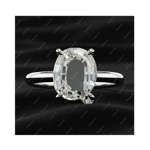Anillo Solitario de Plata de Ley 925 con Letra Q del Alfabeto, Diamante Cultivado en Laboratorio con Certificación GIA IGI, DEF VVS VS, Oro Fino, Regalo para Ella - Product Image 1