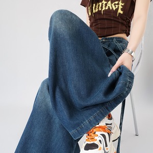 Jean ample taille haute pour femme, coupe palazzo, respirant, écoresponsable, avec cordon de serrage, style vintage Y2K streetwear - Product Image 6