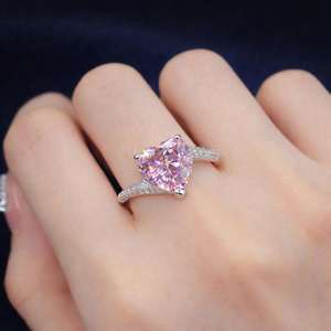 Anillo de compromiso de lujo con diamantes para mujer, plata 925, solitario, para boda, cóctel, regalo de San Valentín para ella - Product Image 4