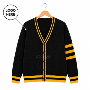 เสื้อคาร์ดิแกนปักลายตัวอักษรแบบกรีกสำหรับนักเรียนนักศึกษาสไตล์พรีปปี้  ผ้าฝ้ายถักสำหรับฤดูหนาว  ผลิตโดย Cosh International OEM  รับผลิตตามแบบที่ต้องการ - Product Image 1