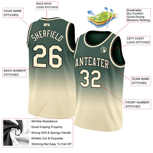 Camiseta de Baloncesto Personalizada con Degradado, Unisex, Sin Mangas, de Malla, con Estampado Sublimado, Transpirable, Uniforme para Equipo Adulto - Product Image 3