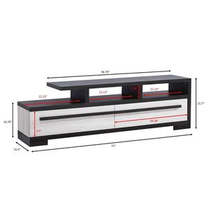 Consola de Entretenimiento de Diseño Moderno, Mueble para TV con Estante Abierto y Dos Cajones Espaciosos, Acabado en Madera de Ébano - Product Image 4