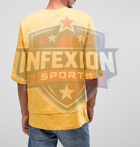 Camiseta Casual de Algodón para Hombre, Cuello Redondo, Corte Regular, Color Amarillo Sólido - Product Image 5
