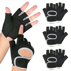 High Quality Black Mesh <b>Half</b> Finger Fitness Gloves Breathable Non <b>Slip</b> Lifting Training Gym Cycling Weight Lifting Bodybuilding - Product Image 3