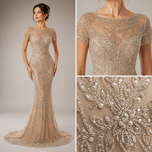 Vestido de Noche de Lujo Estilo Sirena con Lentejuelas y Bordados para Mujer |   Vestido de Novia Largo Hasta el Suelo, Estilo Formal, OEM - Product Image 6