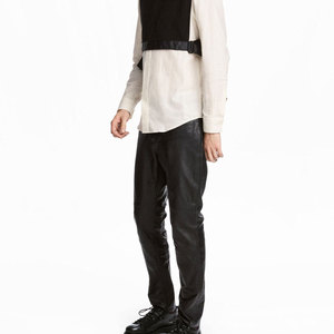 Jeans da <span class=keywords><strong>uomo</strong></span> taglie forti, <span class=keywords><strong>pantaloni</strong></span> in pelle a vestibilità regolare, <span class=keywords><strong>pantaloni</strong></span> in pelle a <span class=keywords><strong>vita</strong></span> alta, <span class=keywords><strong>pantaloni</strong></span> in pelle a <span class=keywords><strong>vita</strong></span> <span class=keywords><strong>bassa</strong></span>, <span class=keywords><strong>pantaloni</strong></span> in pelle a vestibilità rilassata - Product Image 5