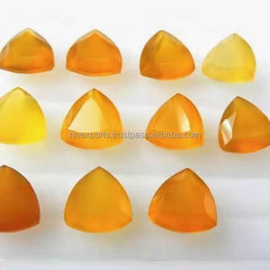Calcedoine jaune naturelle de qualité AAA, 6 mm, taille triligne facettée, pierre précieuse en vrac pour la création de bijoux sur mesure, provenant d'un fabricant indien. - Product Image 2