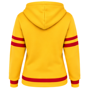 Sweat à capuche PDK 1923 pour femme, broderie flamme livre ouvert or et rouge, manches universitaires rayées, pull à capuche à manches longues, sororité - Product Image 4