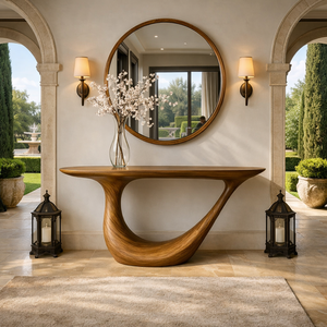 โต๊ะคอนโซลไม้เนื้อแข็งทรงแคบแบบโบราณ ทำมือ เป็นมิตรกับสิ่งแวดล้อม สำหรับใช้ในโรงแรมและห้องนั่งเล่น ดีไซน์ทันสมัย โต๊ะไม้ธรรมชาติ - Product Image 2