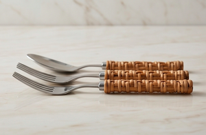 Handmade Stainless Steel Flatware Set With <b>Bamboo</b> Handle Bohemian Reusable Cutlery For Camping Use Hotel And Dining Use - Product Image 3