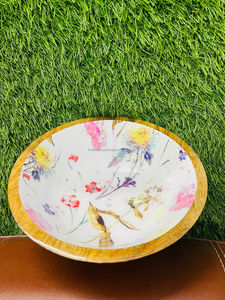 ชามเสิร์ฟทรงกลมพิมพ์ลายไม้หลายสีสำหรับสลัดหรือปัจจุบันทำด้วยมือจากไม้เป็นมิตรกับสิ่งแวดล้อม - Product Image 5