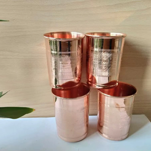 Pure copper drinking tumblers traditional metal <b>glasses</b> for <b>water</b> juice cocktail serving reusable kitchen dining bar use - Product Image 1