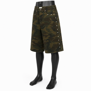 <b>Men</b> Baggy Camouflage Denim <b>Shorts</b> Loose Fit Streetwear Camo Jean <b>Shorts</b> Custom OEM ODM Wholesale <b>Men's</b> High Waist Camouflage - Product Image 5