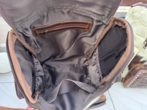 New Hand Tooled Leather Cowhide <b>Backpack</b> With Floral Carving Unisex Bohemian Style Multiple Pockets Zipper Closure Daily Use Bag - Product Image 6