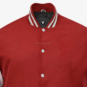 Vestes de baseball décontractées en laine pour hommes, coupe ajustée, col montant avec manches boutonnées en cuir, veste d'université enduite pour hommes - Product Image 5