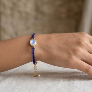 925 Sterling Silver <b>Gold</b> Plated Moonstone Thread <b>Bracelet</b> Everyday Wear <b>Bracelet</b> - Product Image 1