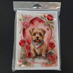 Norfolk Terrier Whimsical Valentine Roses A7 Size 5x7 Blank <b>Note</b> <b>Cards</b> Pack of 8 with Envelopes <b>Greeting</b> <b>Cards</b> - Product Image 3
