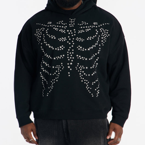 Sudadera con Capucha Negra para Hombre con Estampado de Estrellas, Sudadera Gráfica Casual Estilo Urbano, Fabricante Mayorista - Product Image 1