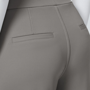 Nuevos pantalones de algodón de cintura alta y pierna ancha para mujer, pantalones largos de color sólido, tejidos, holgados, con bolsillos laterales - Product Image 5