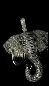 Colgantes y Dijes de Joyería Fina Personalizables Estilo Hip Hop, Colgante de Elefante con Diamantes de Moissanita, Plata 925 para Él - Product Image 6