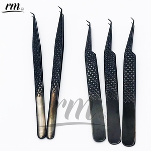 RMI Best Selling Russian Volume Titanium Black Plasma Color Eyelash Tweezers Solid Stainless Steel 90 Degree <b>Boot</b> Lash Tweezers - Product Image 4