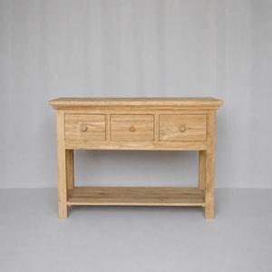 Farmhouse Solid Teak Wood <b>Console</b> <b>Table</b> with 3 Drawers Lower Shelf <b>Storage</b> for Entry Living Room Hotel Furniture Model CAB17 - Product Image 4