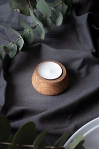 Unique Concrete Candle <b>Jar</b> with Wooden Candle Holder Stand Creative & Elegant Home Lighting - Product Image 5