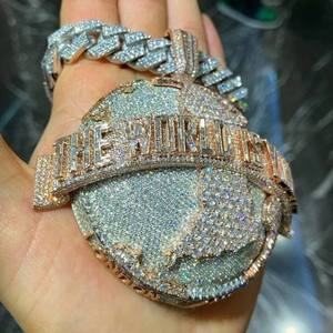 Pendentif Hip Hop Moissanite en Argent 925 Plaqué Rhodium, Coupe Brillante, Certifié, pour Fête, Collier Unisexe Luxira Jewels - Product Image 2