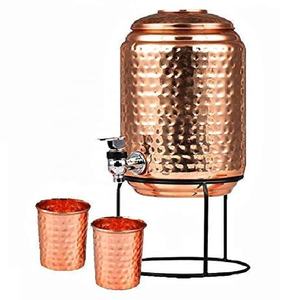 Distributeur d'eau moderne Bold Blossom en cuivre de 5 litres avec bec en laiton, robinet nickelé et support en fer - Product Image 2