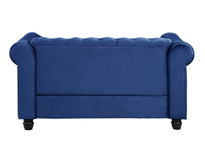 Set <span class=keywords><strong>Divano</strong></span> Chesterfield in Velluto Blu 3+2+1 Posti, <span class=keywords><strong>Divano</strong></span> Imbottito Trapuntato con Braccioli Arrotolati per Hotel, Lobby, Lounge e Bar - Product Image 5