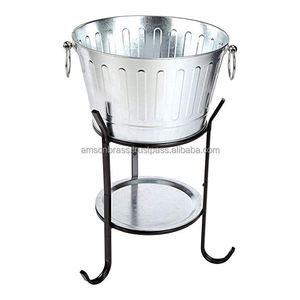 Newest Design Metal Wine Cooler <b>with</b> <b>Stand</b> Large Metal Ice <b>Bucket</b> Beverage Tub Classic Wine <b>Bucket</b> <b>with</b> Handle - Product Image 2