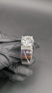 Men's Moissanite Round Cut Diamond <b>Ring</b> Moissanite Engagement <b>925</b> <b>Silver</b> <b>Ring</b> Wedding & Engagement Band Iced Out Hip Hop <b>Ring</b> - Product Image 5