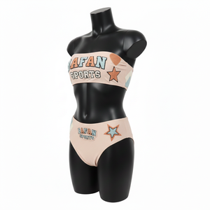 Conjunto de Bikini para Mujer, Nylon GSM, Spandex, Suave y Elástico, Color Durazno, Multicolor, Bordado Chenille, Logotipo Personalizado - Product Image 4