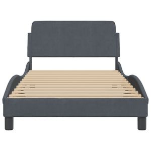 Estructura de cama tapizada de terciopelo gris oscuro de 39,4 "x 74,8" sin colchón Camas enfundadas - Product Image 4