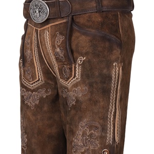 Pantalon bavarois personnalisé en gros Lederhosen cuir véritable personnalisé court Lederhose pour hommes - Product Image 3