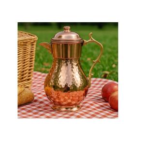 Jarra de Cobre Puro con Decoración Plateada Hecha a Mano, Jarra de Cobre Grande para Beber Agua y Fines Decorativos - Product Image 4