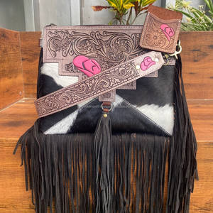 Nouveau gros mode femmes à la main en cuir outillé rose chapeau sacs à bandoulière et à la main usiné en peau de vache porte-carte de crédit ensembles combinés - Product Image 2