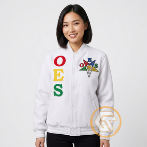 Chaqueta Universitaria Personalizada Eastern Star de Satén y Forro Polar Bordado OES, Transpirable, de Secado Rápido, con Exterior de Seda y Relleno 100% Poliéster - Product Image 2