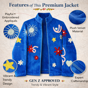 Veste bomber en velours brodée sur mesure Suzani pour femmes, faite à la main, doublure en coton floral, vêtements d'extérieur - Product Image 2