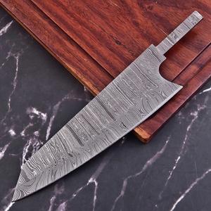 Cuchillo de chef hecho a mano de acero de Damasco con hoja en bruto tipo Drop Point, filo afilado OEM, mango personalizado, 10 pulgadas de longitud total, para cocina DIY - Product Image 1