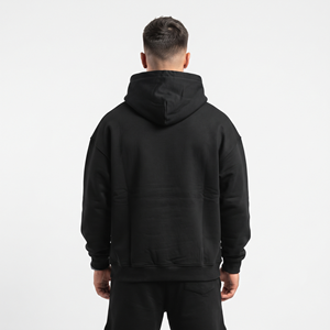 Sudadera con Capucha Extra Grande de Felpa de Algodón para Hombre, Color Negro Sólido, Sudadera con Logotipo Personalizado, Ropa de Invierno al por Mayor - Product Image 6
