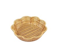 Plateau rectangulaire en rotin PE, tressé à la main, bord ondulé, panier de service, couleur naturelle, plateau de rangement pour cuisine, table, décoration intérieure