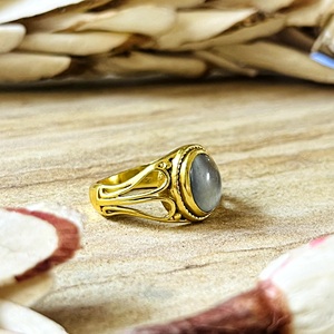 New Arrival Boho Moonstone <b>Ring</b> Ethnic Brass Jewelry Women 18k <b>Gold</b> Plated Vintage Filigree Band Antique <b>Cocktail</b> Wholesale/OEM - Product Image 3