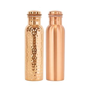 Botella de Agua de Cobre Puro de 1 Litro, Frasco Ayurvédico para Beber con Tapa, Diseño Minimalista, Portátil para Viajes - Product Image 3