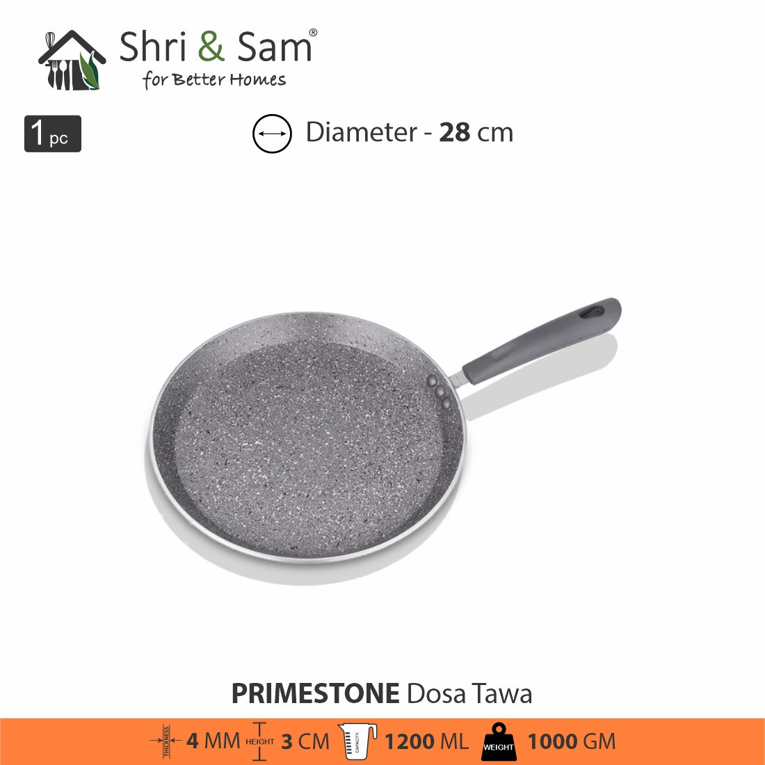 Jagdamba Cutlery Limited Aluminium Non-Stick Dosa Tawa - 26cm Indian Traditional Cookware Part