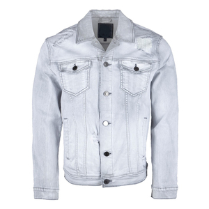 Veste en jean pour homme à séchage rapide avec boutons et patchs en chenille, design 2024, service OEM personnalisé, veste d'hiver - Product Image 4
