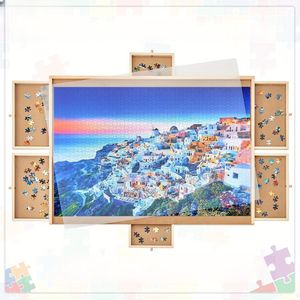 Panchetto Puzzle per adulti portatile con 6 cassetti robusto tavolo rompicapo 1500 fai da te Puzzle girevole accessorio Lazy Susan - Product Image 3