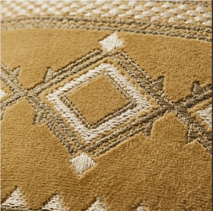 Cojín Decorativo Bordado con Patrón Geométrico en Amarillo Terracota y Crema para Sillón y Sofá de Sala de Estar, 44x44CM - Product Image 3